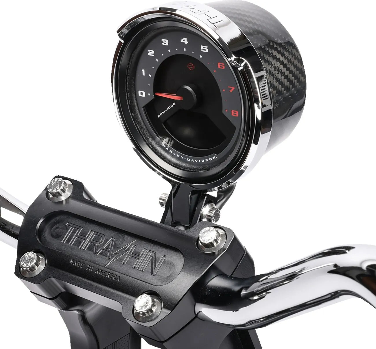 THRASHIN SUPPLY CO. – Speedometer Relocation Kit FXLRS – Carbon/Chrome