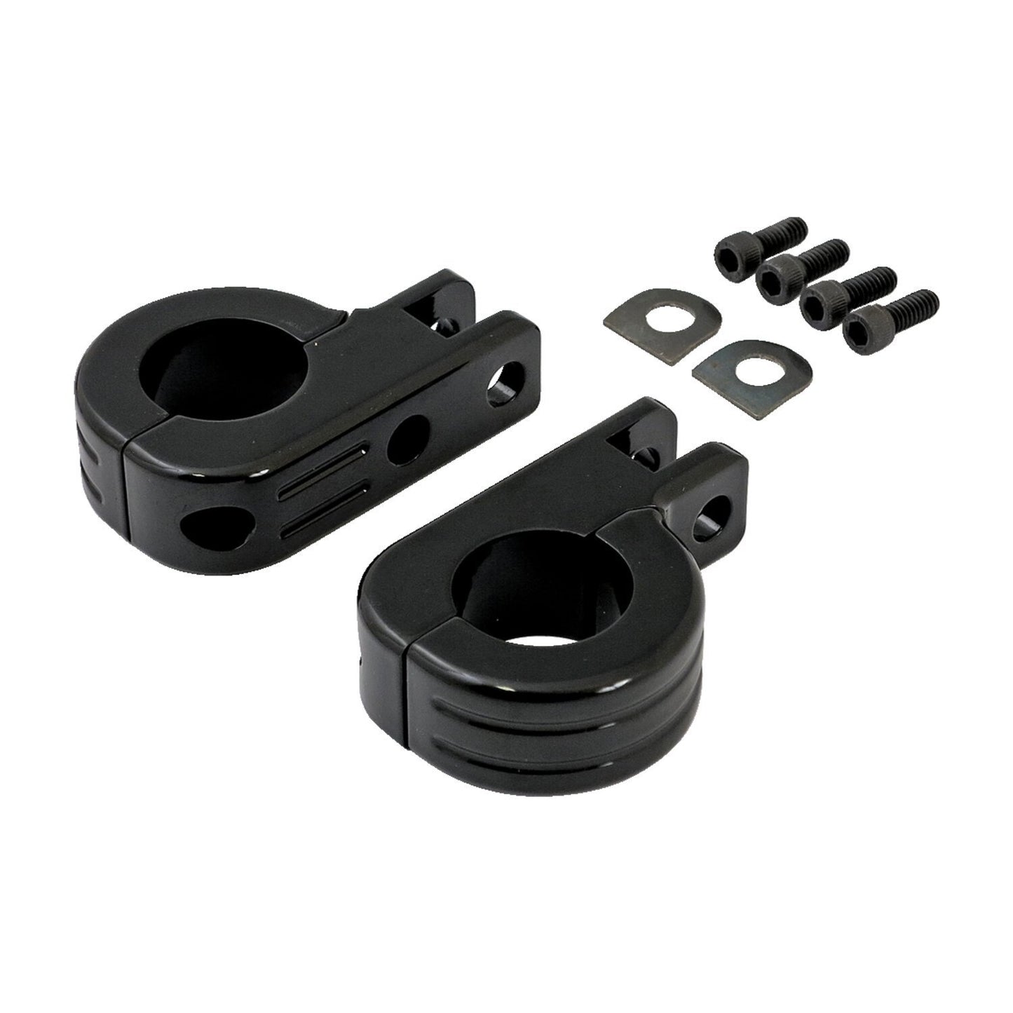 Engine guard foot peg mount kit. 1-1/4" (32mm) tubing. Black