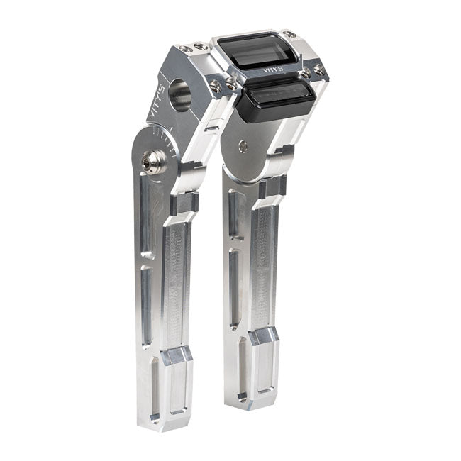 Vity's Design 10" Adjustable Risers with Digital Instrument Clamp, 1" (25.4 mm) Handlebar – Silver