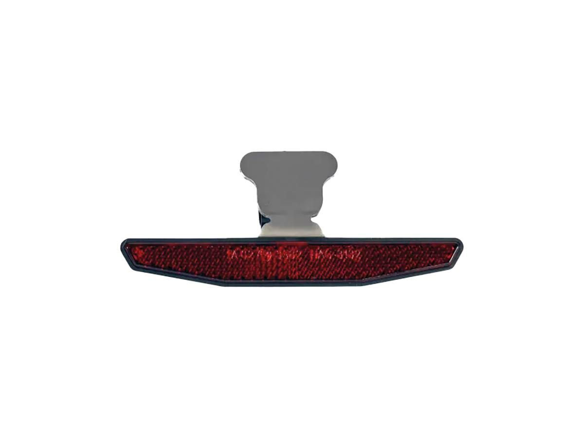 Red reflector for mounting in license plate base plate