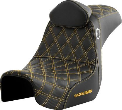 SADDLE SDC PERFORMANCE GRIPPER SEAT WITH BACKREST – GOLD STITCHING