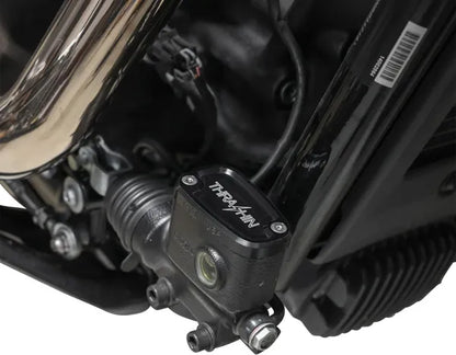 THRASHIN SUPPLY CO. – Rear Brake Fluid Reservoir Cap, Black Twice Cut (18+ Softail)