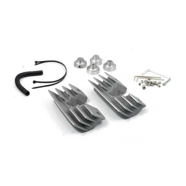 Head bolt bridge cover set. Finned, Silver