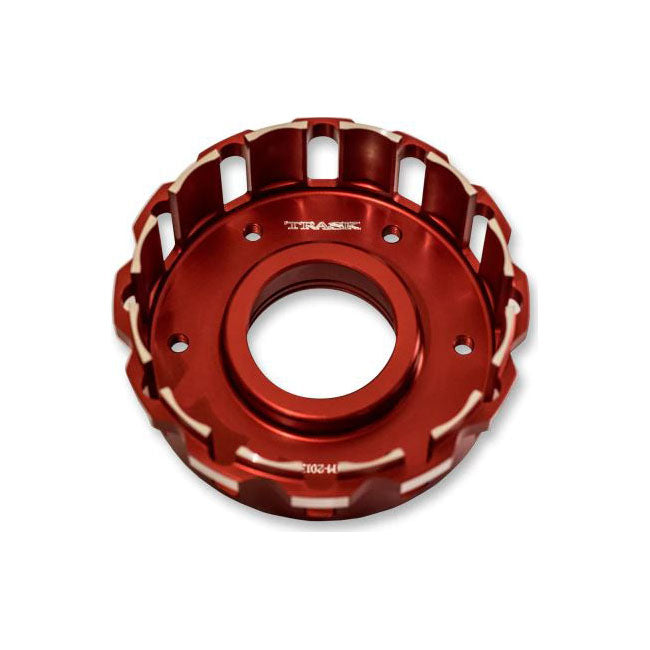 Trask, Twin Cam clutch basket. Hard anodized red