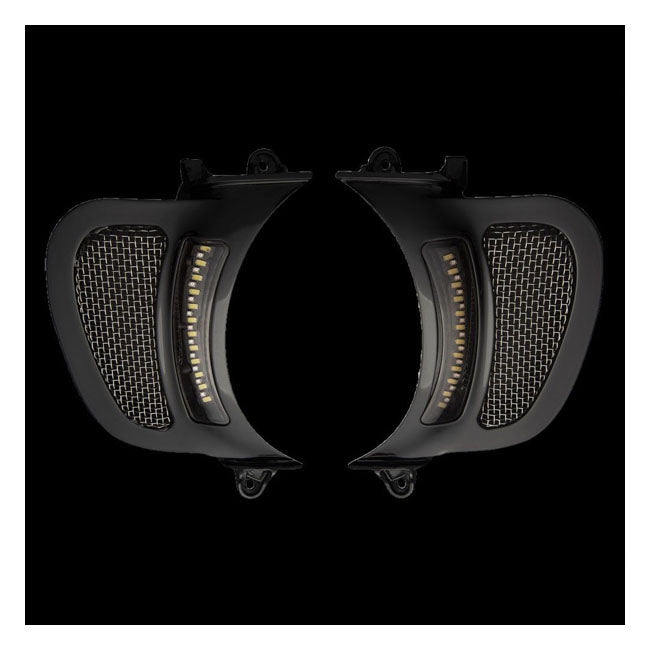 Custom Dynamics, V2 Road Glide LED Vents inserts. Black