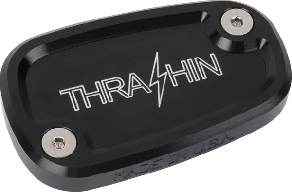 THRASHIN SUPPLY CO. – Rear Brake Fluid Reservoir Cap, Black Twice Cut (18+ Softail)