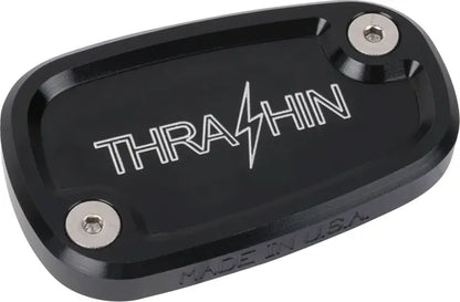 THRASHIN SUPPLY CO. – Rear Brake Fluid Reservoir Cap, Black Twice Cut (18+ Softail)