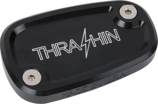 THRASHIN SUPPLY CO. – Rear Brake Fluid Reservoir Cap, Black Twice Cut (18+ Softail)