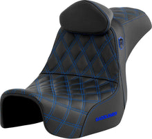 SADDLE SDC PERFORMANCE GRIPPER SEAT WITH BACKREST – BLUE STITCHING