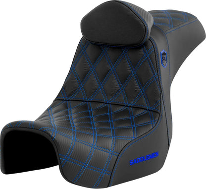 SADDLE SDC PERFORMANCE GRIPPER SEAT WITH BACKREST – BLUE STITCHING