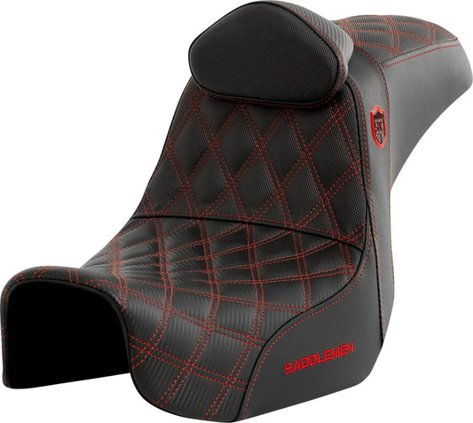 SADDLE SDC PERFORMANCE GRIPPER SEAT WITH BACKREST – RED STITCHING